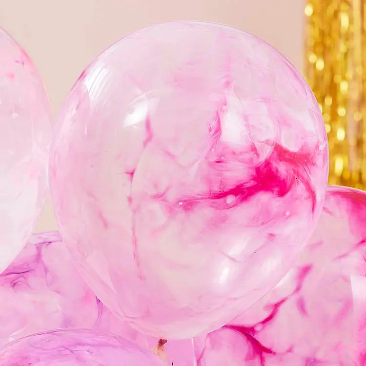 Ginger Ray - Pink Paint Marble Balloons (5pk)