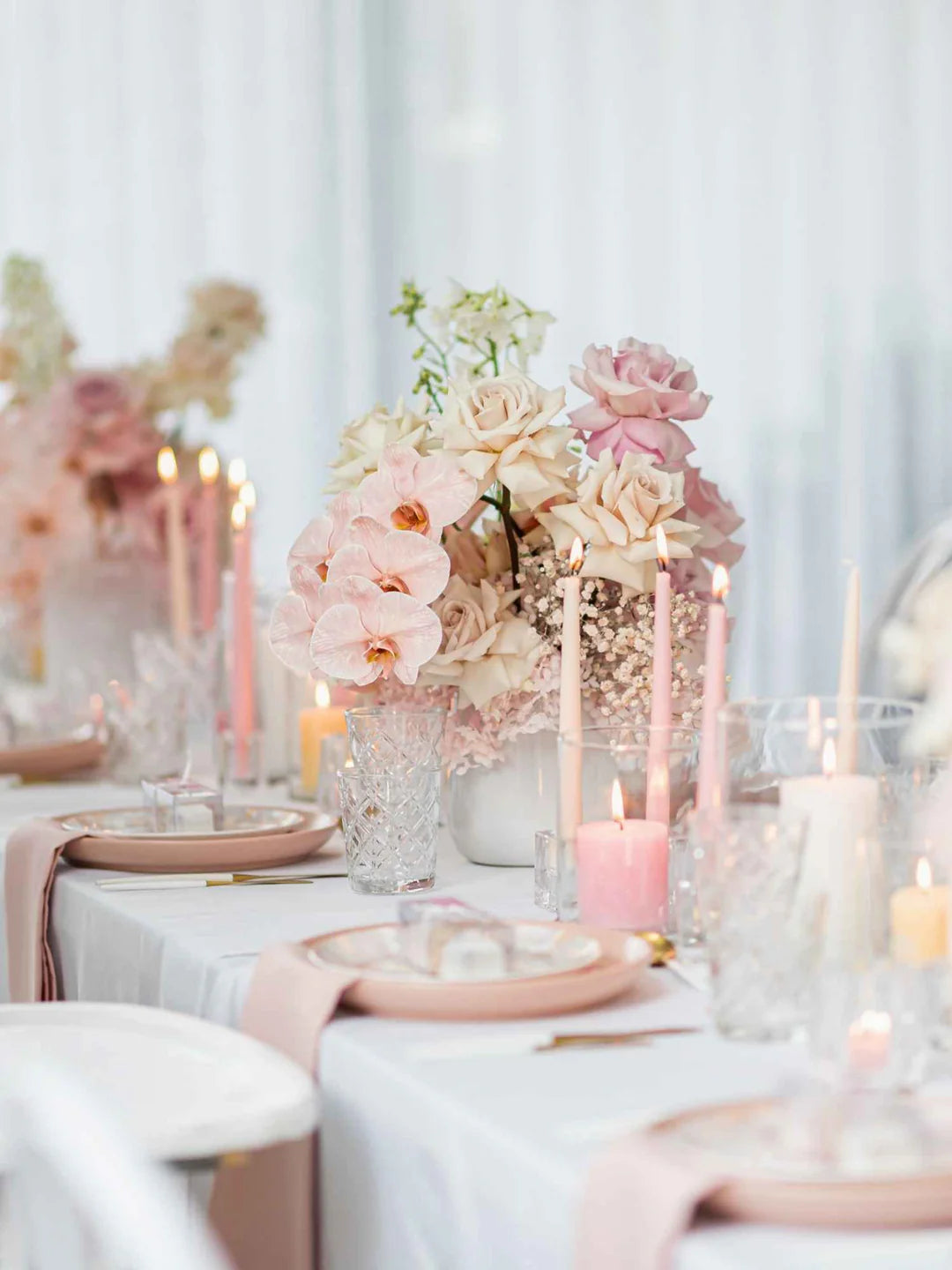 Pastel Pink Dinner Table Candle 30cm