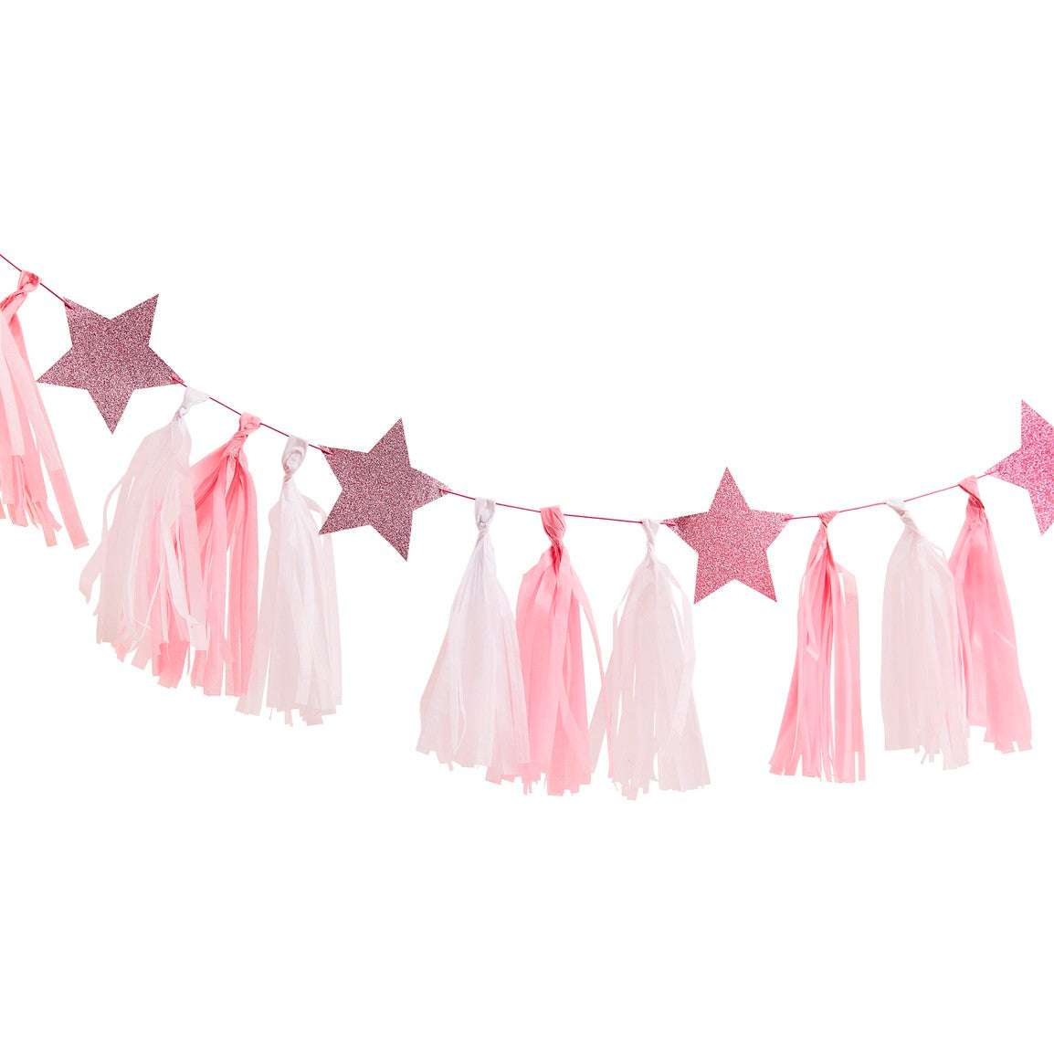 Ginger Ray Pink Tassel Garland with Pink Glitter Stars