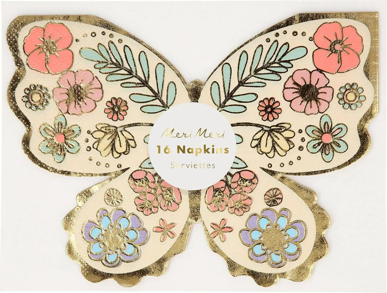 Floral Butterfly Napkins (x 16)