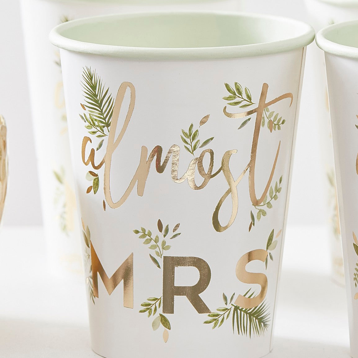 Gold Foiled Almost Mrs Paper Hens Party Cups